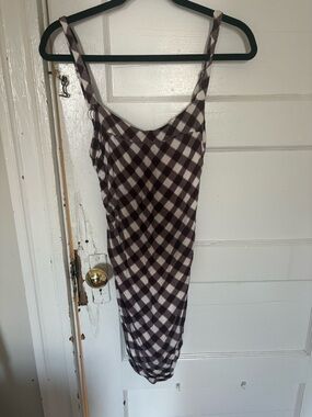 Urban Outfitters Brown and Cream Check Slip Dress